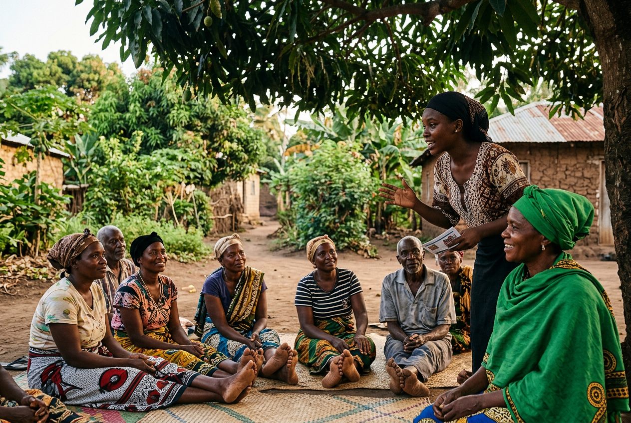 Séance de sensibilisation dans un village
